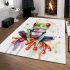 Watercolor cute cartoon red eyed tree frog area rugs carpet