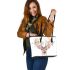 Watercolor deer with a floral crown leather totee bag