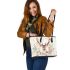 Watercolor deer with antlers leather totee bag