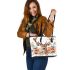 Watercolor deer with flowers leather totee bag