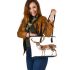 Watercolor deer with large antlers leather totee bag