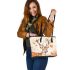 Watercolor deer with large antlers leather totee bag