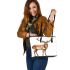 Watercolor deer with large antlers leather totee bag