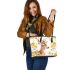 Watercolor deer with yellow roses leather totee bag