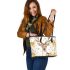 Watercolor deer with yellow roses leather totee bag