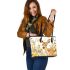 Watercolor deer with yellow roses leather totee bag