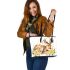 Watercolor deer with yellow roses leather totee bag