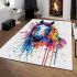 Watercolor horse colorful splashes area rugs carpet