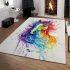 Watercolor horse in rainbow colors area rugs carpet