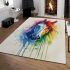 Watercolor horse in rainbow colors area rugs carpet