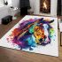 Watercolor illustration colorful horse head area rugs carpet