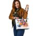 Watercolor painting of an abstract horse with colorful hair leather tote bag