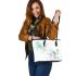 Watercolor pastel colorful light green leather tote bag