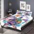Watercolor sea turtle with a colorful mandala pattern bedding set