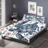Watercolor sea turtle with flowers and leaves bedding set