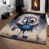 Whimsical bird on foggy beach area rugs carpet