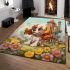 Whimsical dog in the enchanted meadow area rugs carpet