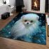 Whimsical dog surrounded by colorful bubbles area rugs carpet