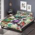 Whimsical scene of three frogs perched on branches bedding set