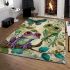 Whimsical scene of three frogs perched on branches area rugs carpet