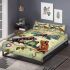 Whimsical scene of three frogs perched on branches bedding set