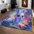 White bunny with blue eyes area rugs carpet