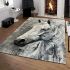 White horse painting area rugs carpet