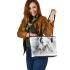 White horse portrait with smoke around leather tote bag