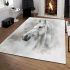 White horse smoke background area rugs carpet