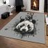 White panda head with kitten on top area rugs carpet