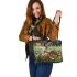 Whitetailed deer in the grass with daisies leather totee bag