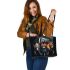 Wilds animals with dream catcher leather tote bag