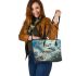 Wilds flying animals with dream catcher leather tote bag