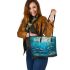 Wilds ocean animals with dream catcher leather tote bag