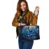 Wilds ocean animalswith dream catcher leather tote bag