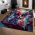 Wine themed owl with glasses area rugs carpet