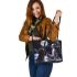 Wolves haft moon and draem catcher leather tote bag