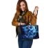 Wolves moon and dream catcher leather tote bag