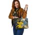 Yellow grinch with black sunglass leather tote bag