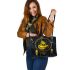 Yellow grinchy smile and dream catcher leather tote bag