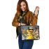 yellow grinchy with black sunglass and dancing cats Leather Tote Bag