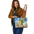 yellow grinchy with black sunglass Leather Tote Bag