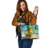 yellow grinchy with black sunglass ride motorbike Leather Tote Bag