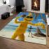 Yellow grinchy with black sunglass with coconut area rug