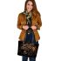 Angry leopard with dream catcher leather tote bag