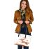 Beautiful deer autumn leaves flying leather totee bag