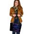 Beautiful glowing dragonflies leather tote bag