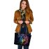 Beautiful horse with rainbow colors leather tote bag