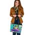 Cartoon frog with bright colors leaather tote bag