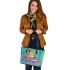 Cartoon frog with bright colors leaather tote bag